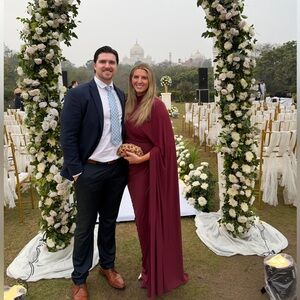 Miss Rosier Fenella Asymmetrical Draped Cape & Dress Matching Set